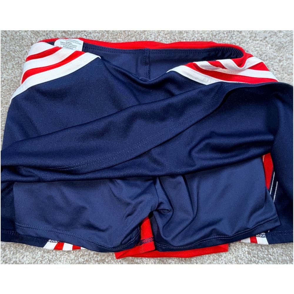 Adidas Girls Athletic Skort Size 6 Vivid Patriotic Red Navy Blue AX4497 NEW - Picture 3 of 5